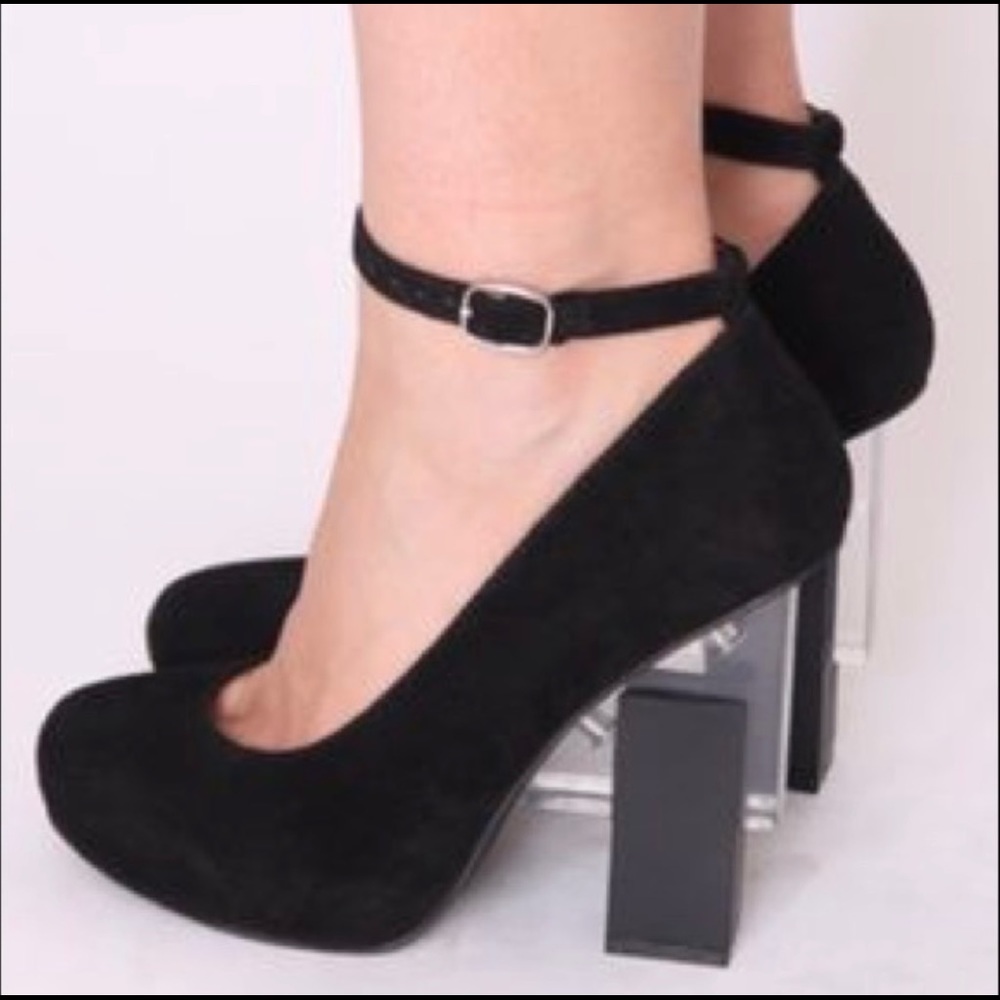 Jeffrey Campbell Neutra suede pumps lucite heels